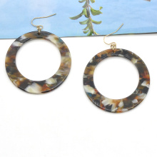 Custom round acetic acid ear rings for women classic cellulose acetate tortoiseshell earrings